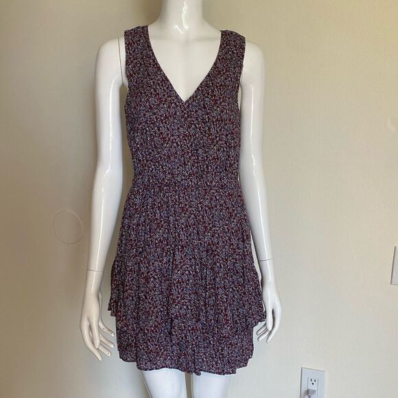 MARCS Navy Red and White Ditsy Mini Floral Dress Size Small - Picture 2 of 12